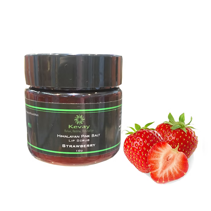 Kevay Strawberry Lip Scrub – Natural Exfoliating Lip Polish with Himalayan Pink Salt | 1oz