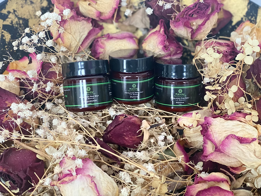 Kevay Bundle Pack – 3 Organic Lip Scrubs | Himalayan Pink Salt, Coconut Oil & Essential Oils