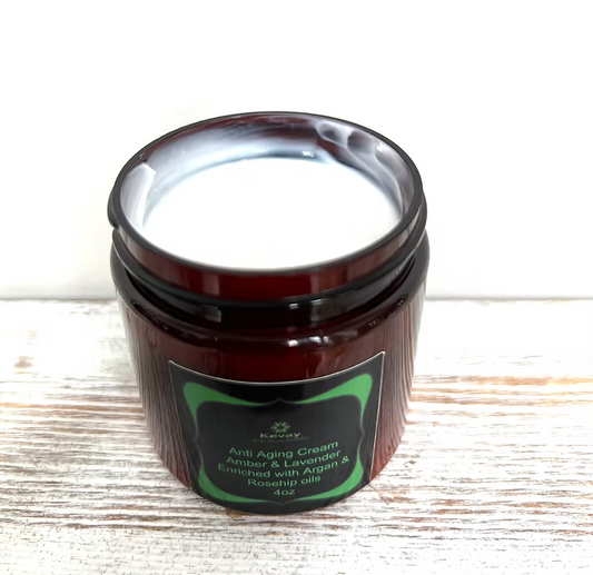 Kevay Anti-Aging Face Cream | Argan & Rosehip Oil | Lavender & Amber | Custom Fragrance | Vegan & Natural – 4oz