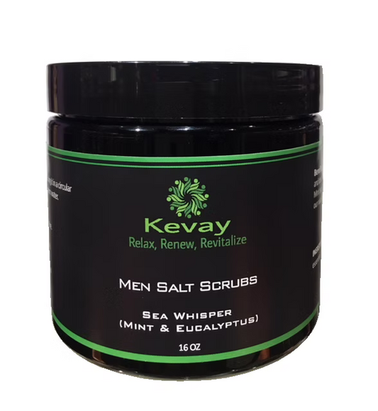 Kevay Sea Whisper Himalayan Salt Scrub – Mint & Eucalyptus Detox Polish | 16oz