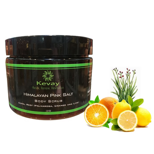 Kevay Coral Reef Himalayan Salt Scrub – Palmarosa, Lime & Orange | Exfoliate + Uplift + Detoxify 12oz