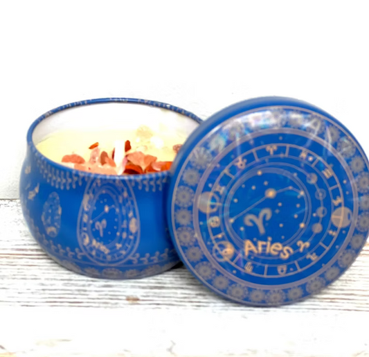 Kevay Astrology Soy Wax Candle – Papaya & Coconut | 8oz Organic, Zodiac-Inspired, Salt-Infused