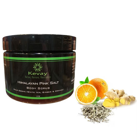 Kevay Palm Grove Himalayan Salt Scrub – White Tea, Ginger & Orange | Detox & Glow | Final Sale 12oz