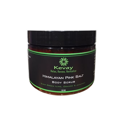 Kevay Ever Green Himalayan Salt Scrub – Juniper Berry, Lime & Orange | Detoxifying Citrus Exfoliant 12oz