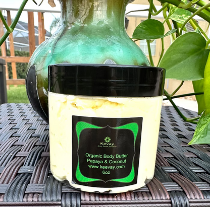 Organic Papaya & Coconut Body Butter by Kevay – Deep Hydration & Glow, 6oz