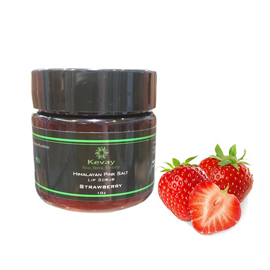 Kevay Strawberry Lip Scrub – Natural Exfoliating Lip Polish with Himalayan Pink Salt | 1oz