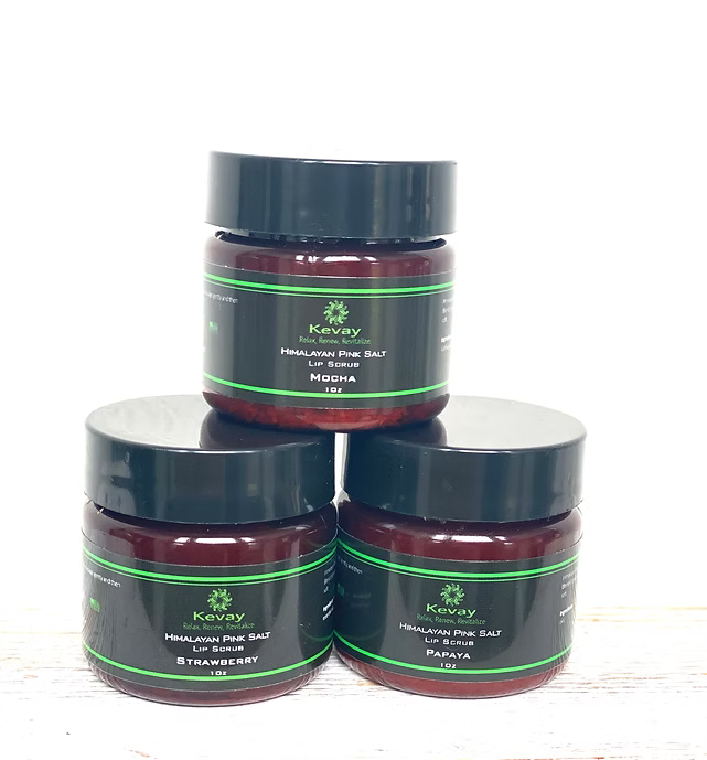 Kevay Bundle Pack – 3 Organic Lip Scrubs | Himalayan Pink Salt, Coconut Oil & Essential Oils