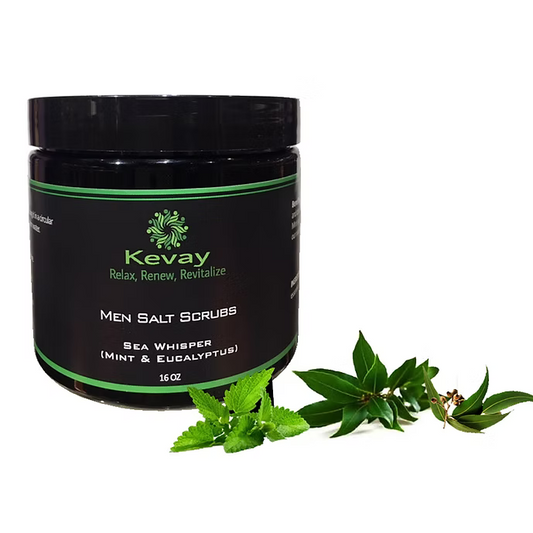 Kevay Sea Whisper Himalayan Salt Scrub – Mint & Eucalyptus Detox Polish | 16oz