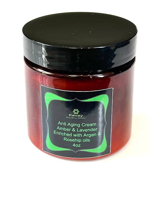 Kevay Anti-Aging Face Cream | Argan & Rosehip Oil | Lavender & Amber | Custom Fragrance | Vegan & Natural – 4oz