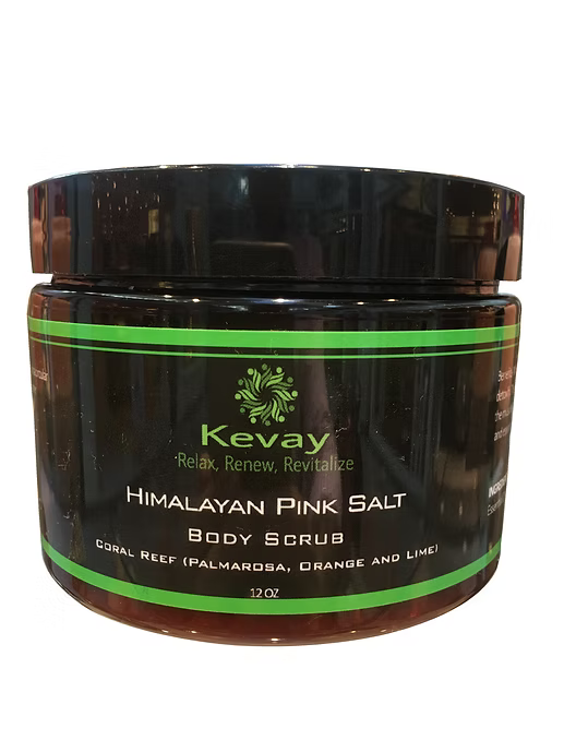 Kevay Coral Reef Himalayan Salt Scrub – Palmarosa, Lime & Orange | Exfoliate + Uplift + Detoxify 12oz