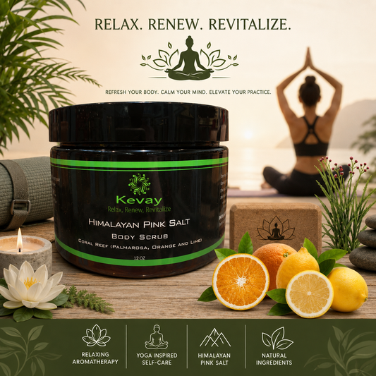 Kevay Coral Reef Himalayan Salt Scrub – Palmarosa, Lime & Orange | Exfoliate + Uplift + Detoxify 12oz
