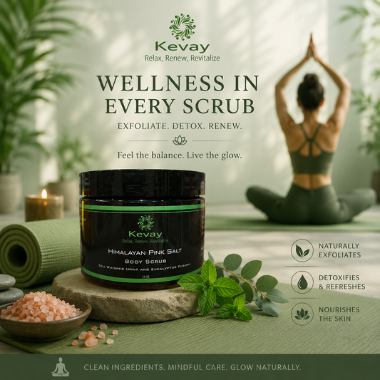 Kevay Sea Whisper Himalayan Salt Scrub – Mint & Eucalyptus Detox Polish | 16oz